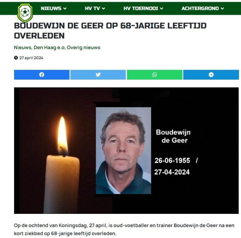 FAKSIMILE: Boudewijn de Geer ble 68 år gammel.