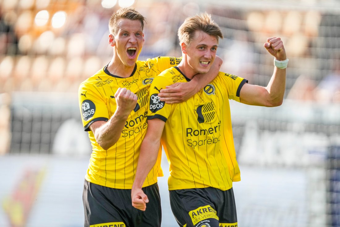 MÅLFARLIG: Markus Karlsbakk (t.h) og Thomas Lehne Olsen har levert mange målpoeng for oss så langt denne sesongen. Onsdag håper de å kunne juble sammen igjen.