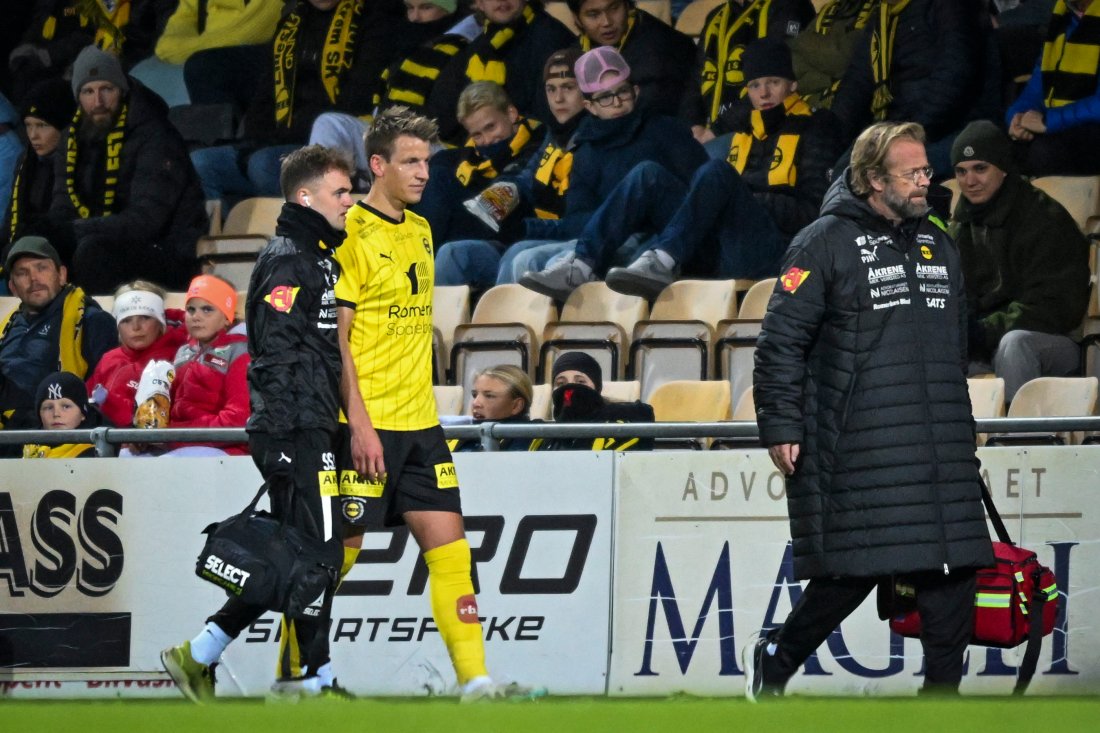 BILDENE INGEN VIL SE: Thomas Lehne Olsen fikk seg en smell og måtte ut med skade etter 34 minutter på Åråsen fredag kveld.