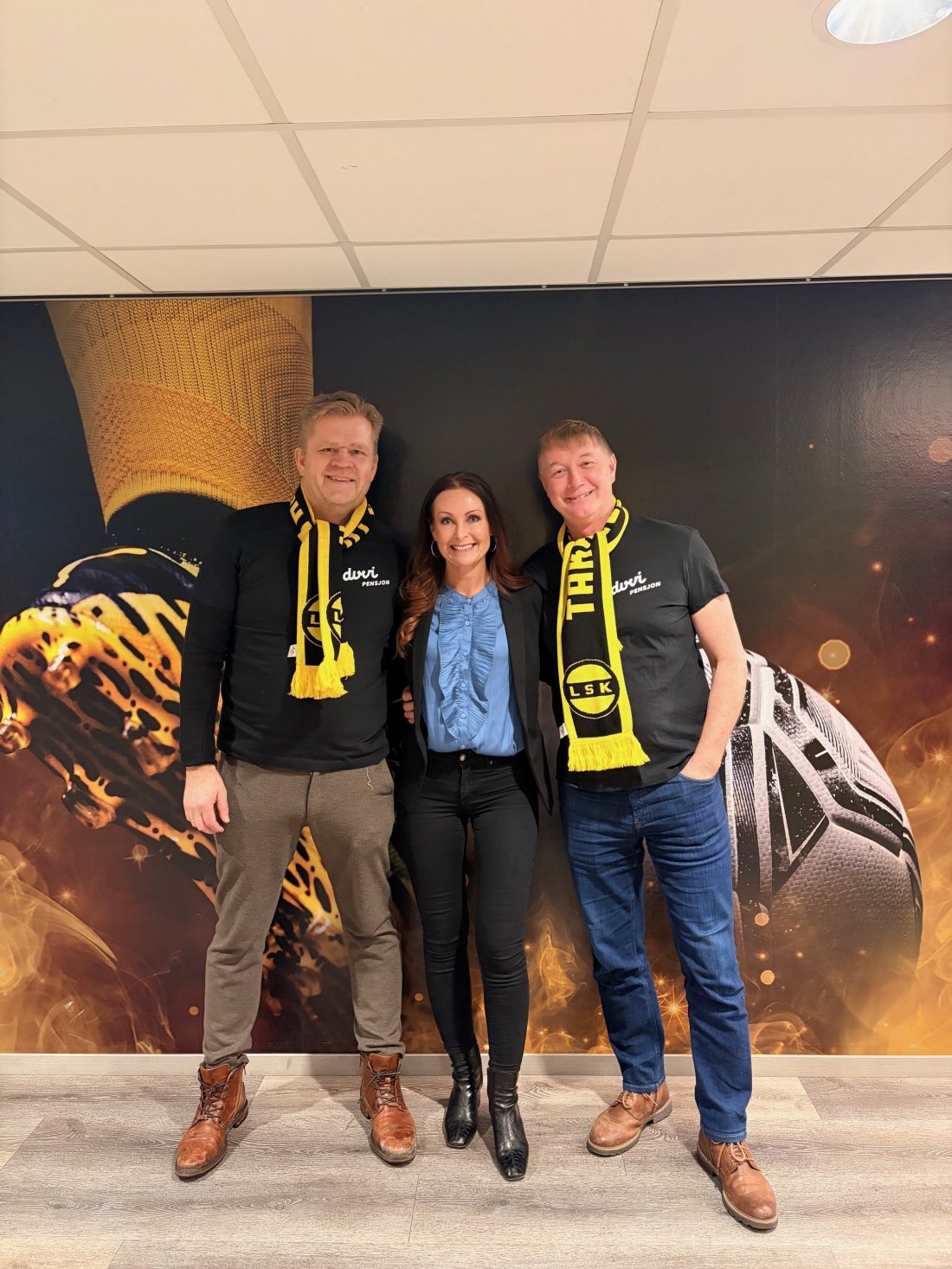 Fredrik Aalborg og Asbjørn Erdal i Duvi Pensjon, her sammen med Kari Herredsvela i LSK