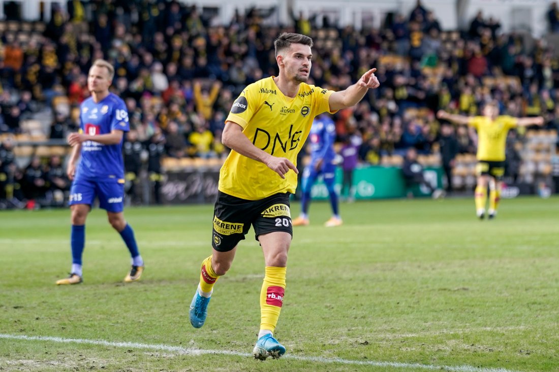 Ibrahimaj sin første scoring for LSK kom mot Jerv på Åråsen i 2022. Foto: Stian Lysberg Solum / NTB